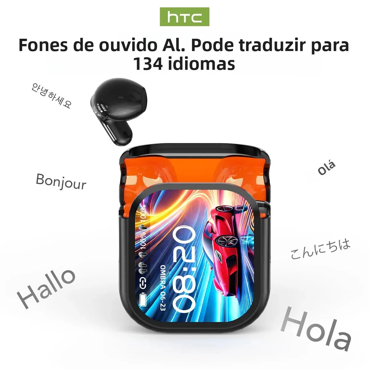 Ultra HD Sound HTC NE20 Wireless Earbuds – Bluetooth V6 Sports Headphones with AI Translator"